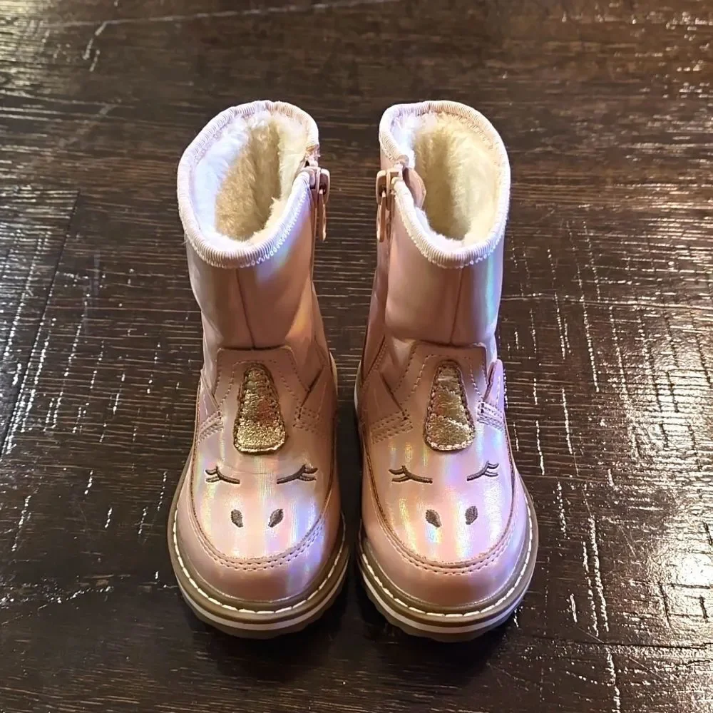 Toddler Girls' Isla Unicorn Zipper Slip-On Winter Boots - Cat & Jack Pink Size 5